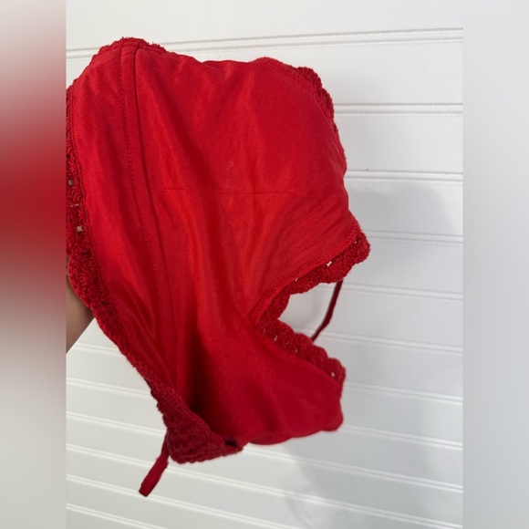 B.O.G Collective women’s red crocheted strapped cropped camo. Size Small. - Picture 4 of 4